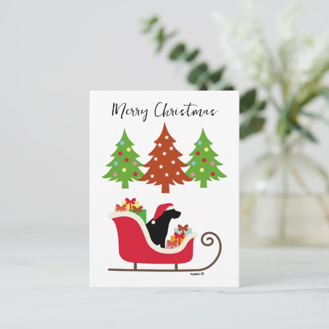 Cartes Pour Fêtes Annuelles Silhouette de Noël Black Labrador (Debout devant)