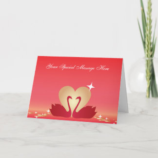 Cartes Pour Fêtes Annuelles Silhouette des cygnes cardiaques