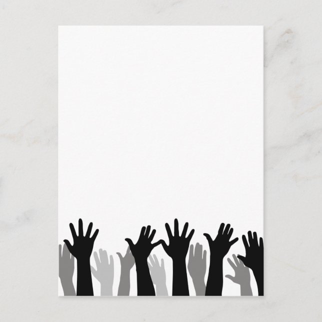 Cartes Pour Fêtes Annuelles Silhouette des mains levées, levage de mains, prot (Devant)