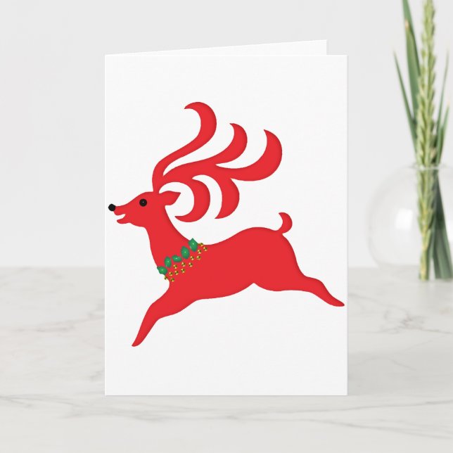 Cartes Pour Fêtes Annuelles Silhouette des rennes rouges (Devant)