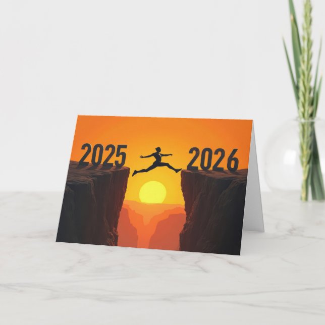 Cartes Pour Fêtes Annuelles Silhouette du Nouvel An 2026 (Devant)