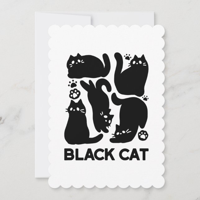 Cartes Pour Fêtes Annuelles Silhouettes de chat noir - Design félin mignon (Devant)