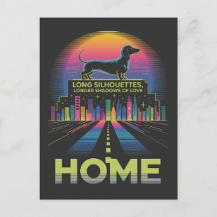 Cartes Pour Fêtes Annuelles Silhouettes de teckel longs, ombres plus longues d
