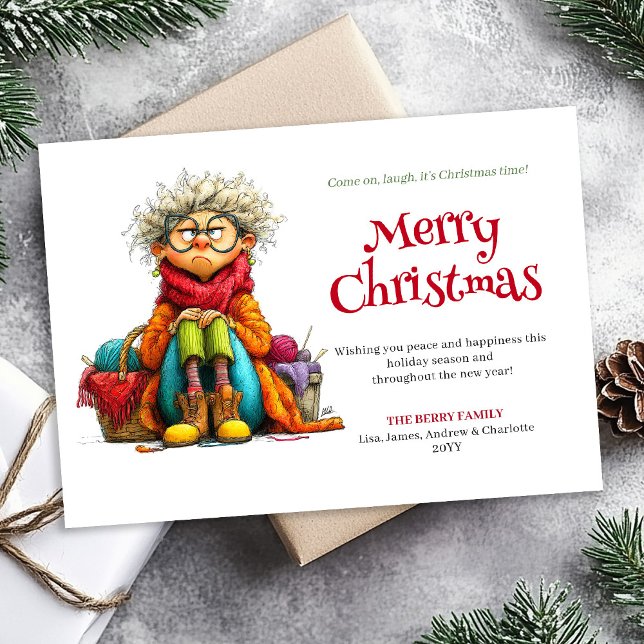 Cartes Pour Fêtes Annuelles Silly Christmas Woman Custom Downloadable Card (Silly Christmas Woman Custom Downloadable Card)