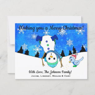 Cartes Pour Fêtes Annuelles Silly Upside Down Snowman Jouer dans la neige Chri