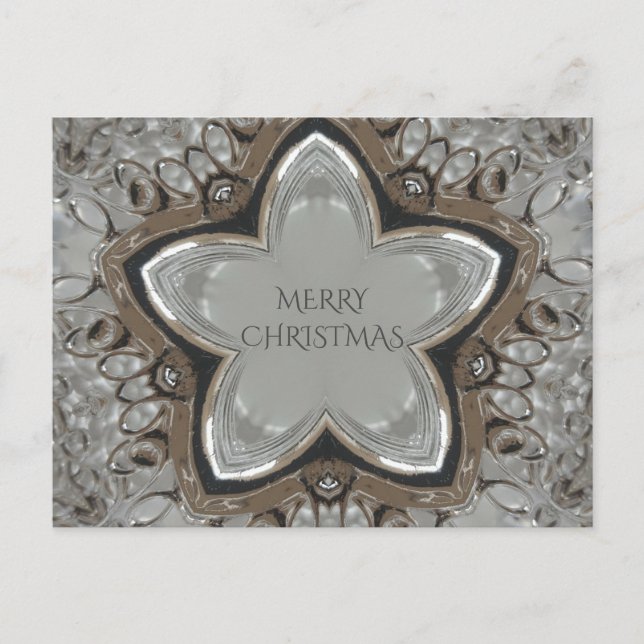 Cartes Pour Fêtes Annuelles Silver blanc gris brillant étoile Joyeux Noël (Devant)