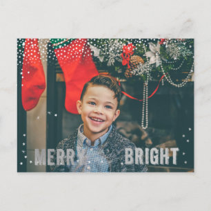 Cartes Pour Fêtes Annuelles Silver et blanc Flocon de neige Joyeux et brillant