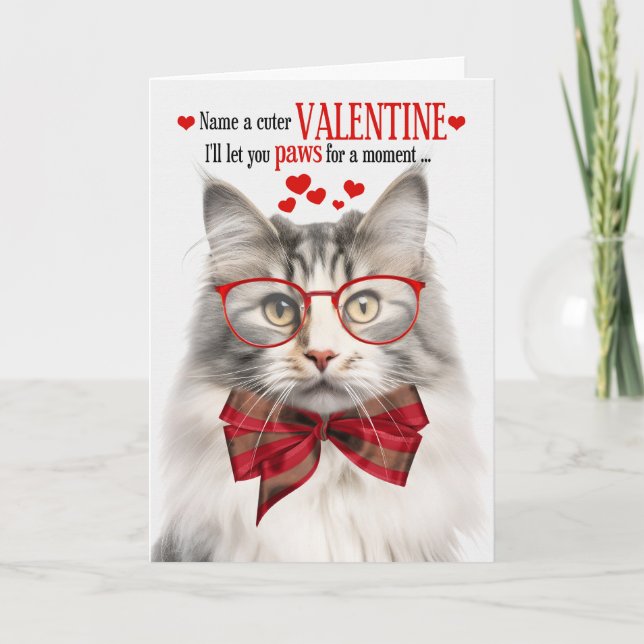 Cartes Pour Fêtes Annuelles Silver Mackerel Wegie Cat Humour Saint-Valentin (Devant)