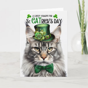 Cartes Pour Fêtes Annuelles Silver Maine Coon St CATrick's Day Lucky Charm