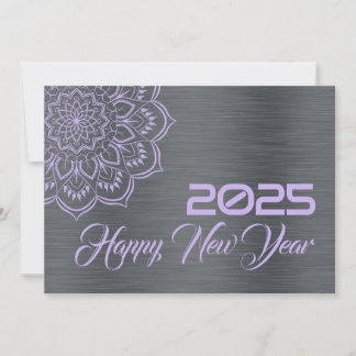 Cartes Pour Fêtes Annuelles Silver mauve wish card New Year with mandala