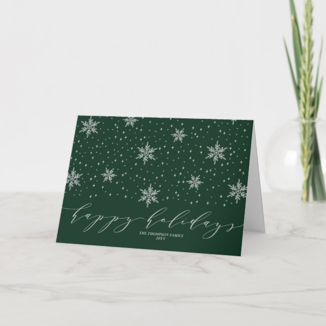 Cartes Pour Fêtes Annuelles Silver Snowflake Joyeux Fêtes Noël Salutation (Devant)