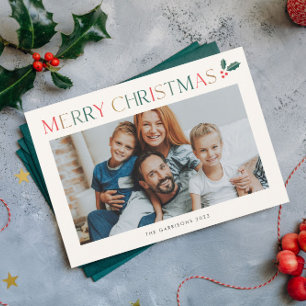 Cartes Pour Fêtes Annuelles Simple 2 Photo Joyeux Noël Coloré