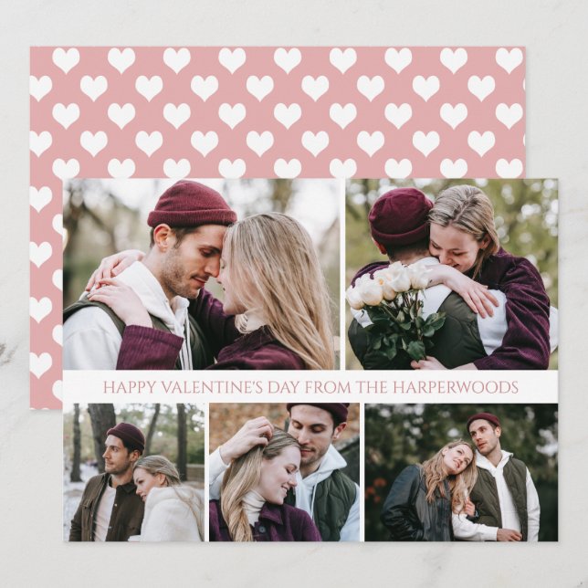 Cartes Pour Fêtes Annuelles Simple Amour romantique Famille valentines jour 5  (Devant / Derrière)