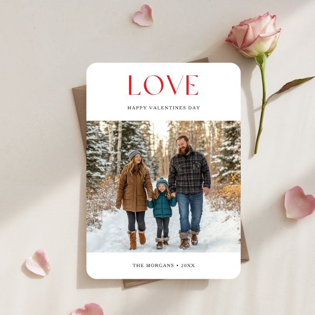 Cartes Pour Fêtes Annuelles Simple Amour Rouge Photo de Famille avec Enfants p (Créateur téléchargé)