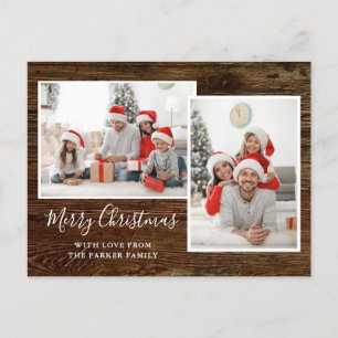 Cartes Pour Fêtes Annuelles Simple apparence rustique Deux photos Joyeux Noël