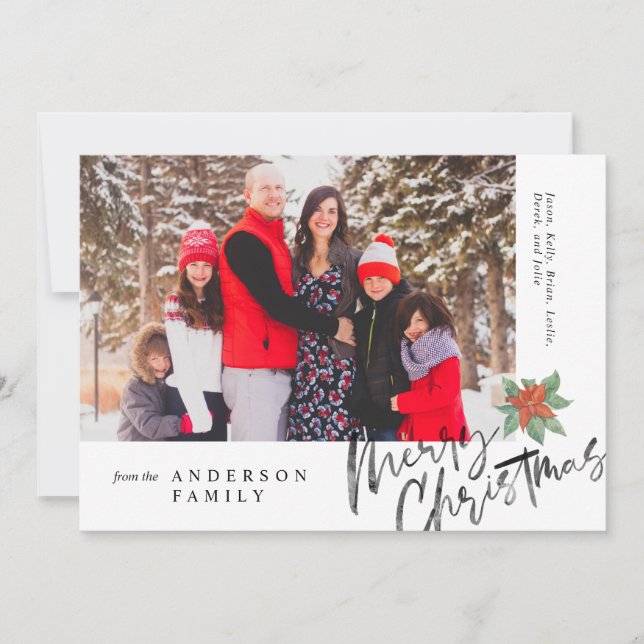 Cartes Pour Fêtes Annuelles Simple Aquarelle Script Photo Mistletoe de Noël (Devant)