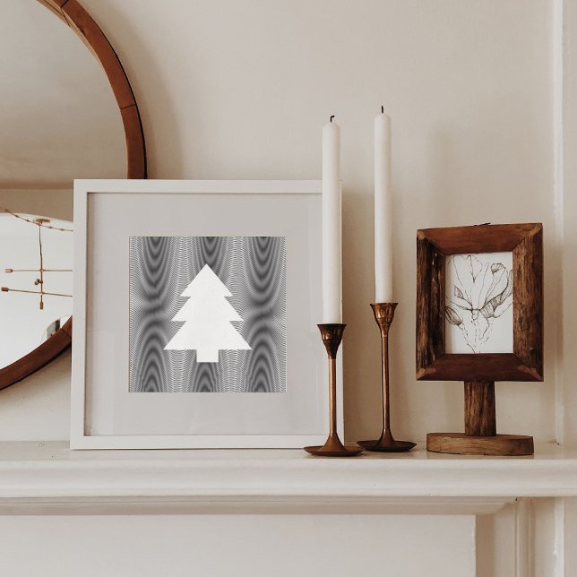 Cartes Pour Fêtes Annuelles Simple Arbre de Noël noir & blanc rayures Trippy (Créateur téléchargé)