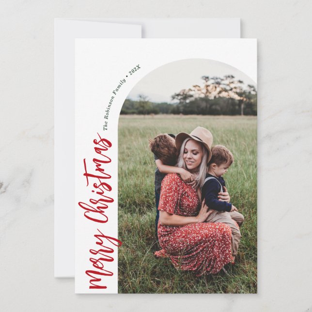 Cartes Pour Fêtes Annuelles simple arche rouge joyeux noël (Devant)