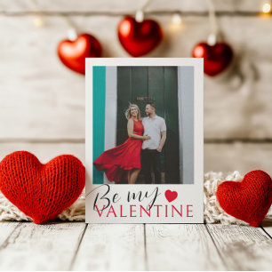 Cartes Pour Fêtes Annuelles Simple Be My Valentine Red Heart & Photo