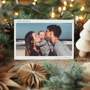 Cartes Pour Fêtes Annuelles Simple Boho Moderne Typographie Photo Happy