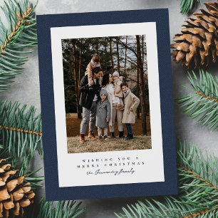 Cartes Pour Fêtes Annuelles Simple cadre de tweed bleu marine pour photo de No