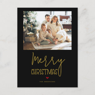 Cartes Pour Fêtes Annuelles Simple classique Black Gold Joyeux Noël Photo