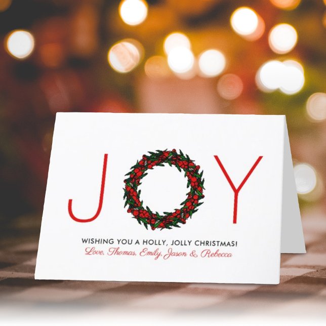 Cartes Pour Fêtes Annuelles Simple couronne de Noël "Joie" (Créateur téléchargé)