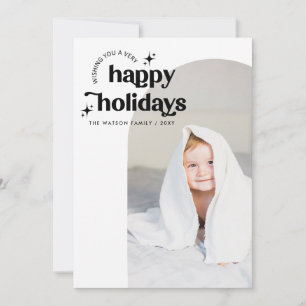 Cartes Pour Fêtes Annuelles Simple Cute Retro Super Joyeux Vacances Photo
