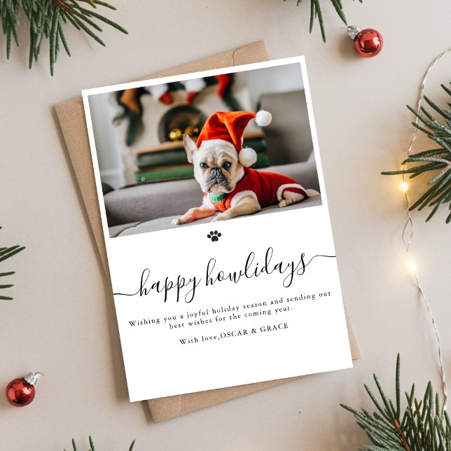 Cartes Pour Fêtes Annuelles Simple drôle Happy Howlidays Photo de chien animal (Créateur téléchargé)
