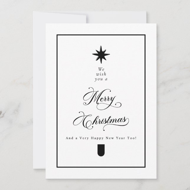 Cartes Pour Fêtes Annuelles Simple Elegant Calligraphy Black & White Photo (Devant)