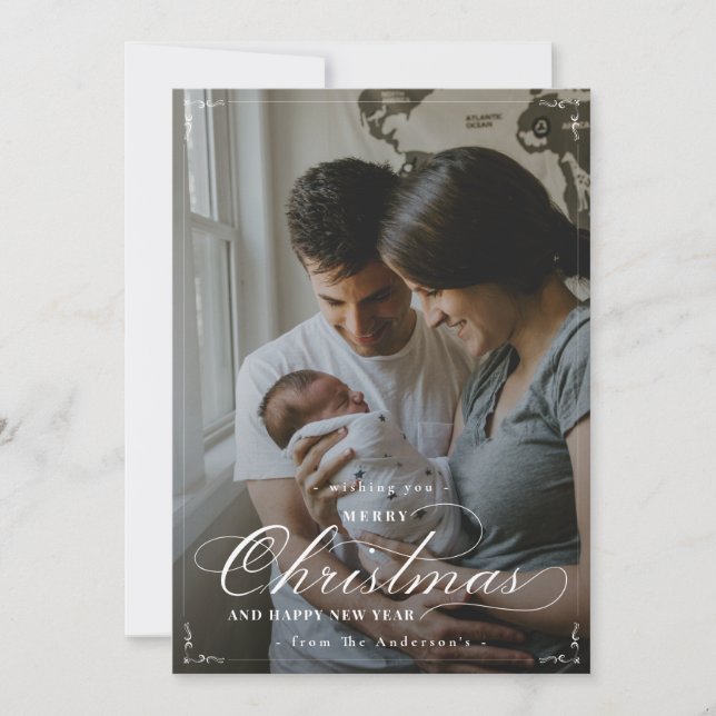 Cartes Pour Fêtes Annuelles Simple Elegant Classic Photo Joyeux Noël (Devant)