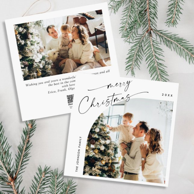 Cartes Pour Fêtes Annuelles Simple élégant élégant 2 PHOTO Noël Salutation (Créateur téléchargé)
