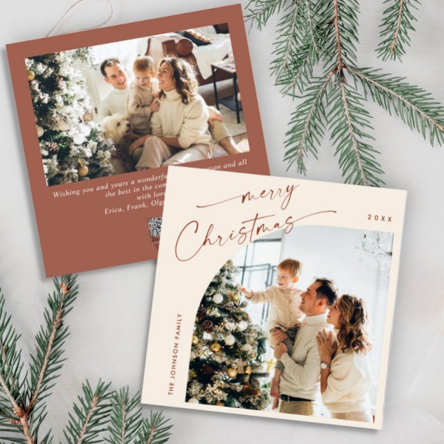 Cartes Pour Fêtes Annuelles Simple élégant élégant 2 PHOTO Noël Salutation (Créateur téléchargé)
