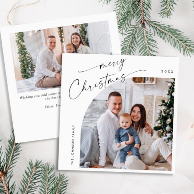 Cartes Pour Fêtes Annuelles Simple élégant élégant 2 PHOTO Noël Salutation (Créateur téléchargé)