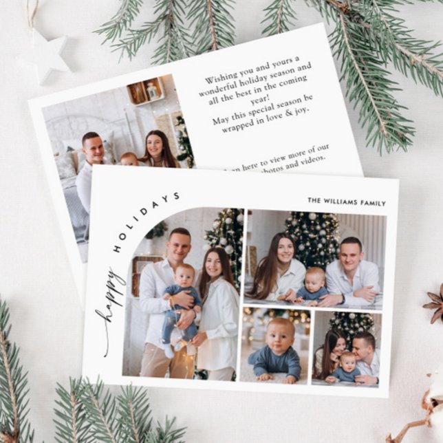 Cartes Pour Fêtes Annuelles Simple élégant élégant 5 PHOTO Noël Code QR (Créateur téléchargé)