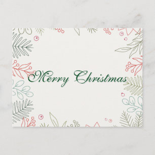 Cartes Pour Fêtes Annuelles Simple Elegant Green Leaf Decor Merry Christmas Ho