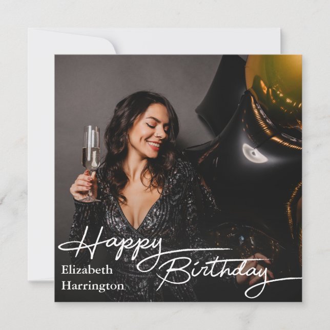 Cartes Pour Fêtes Annuelles Simple Elegant Happy Birthday Photo (Devant)