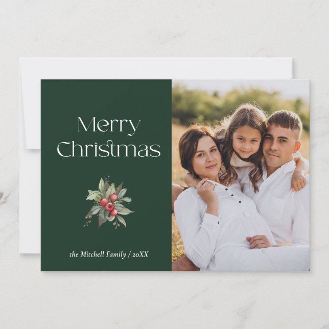 Cartes Pour Fêtes Annuelles Simple Elégant Joyeux Noël Floral PHOTO (Devant)