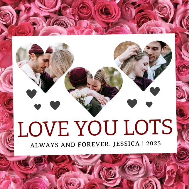 Cartes Pour Fêtes Annuelles Simple Elegant Love valentines jour couple 3 photo (Créateur téléchargé)