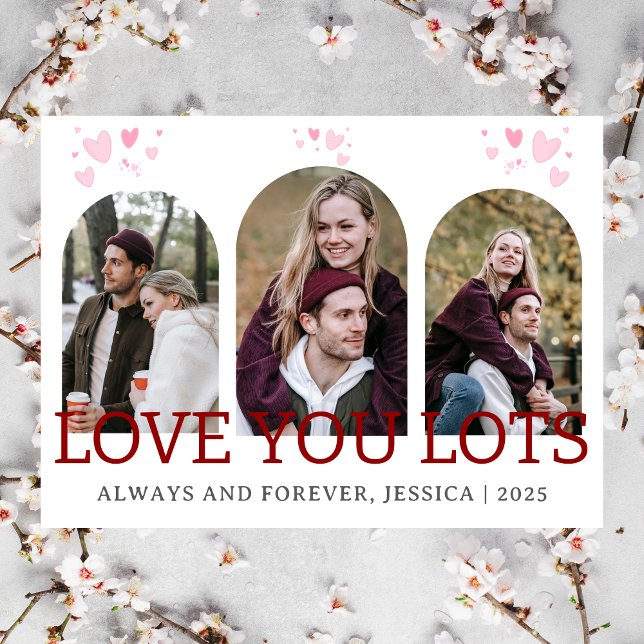 Cartes Pour Fêtes Annuelles Simple Elegant Love valentines jour couple 3 photo (Créateur téléchargé)