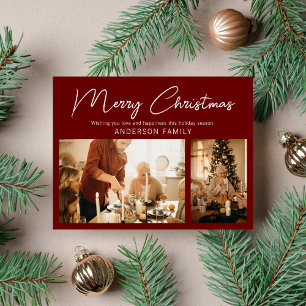 Cartes Pour Fêtes Annuelles Simple Elegant Minimaliste 2 Photo Joyeux Noël