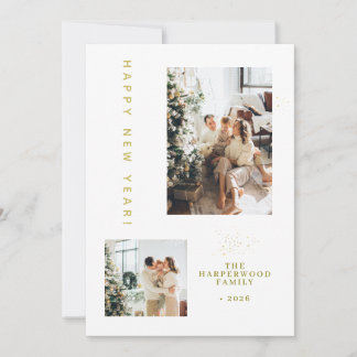 Cartes Pour Fêtes Annuelles Simple Elegant Modern Happy New Year Two Photo