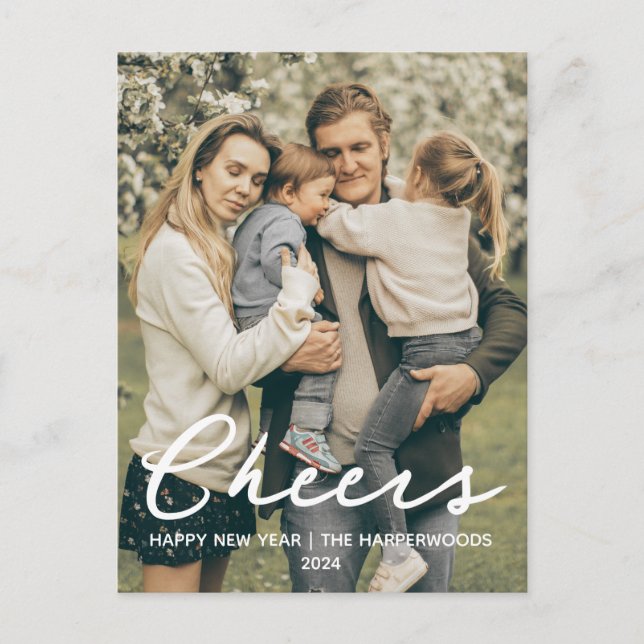 Cartes Pour Fêtes Annuelles Simple Élégant Moderne Joyeux Nouvel An Une photo (Devant)