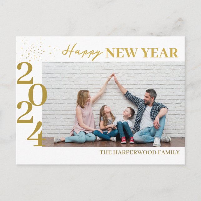 Cartes Pour Fêtes Annuelles Simple Élégant Moderne Joyeux Nouvel An Une photo (Devant)