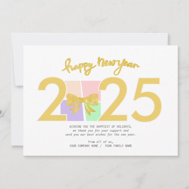 Cartes Pour Fêtes Annuelles Simple élégant Noël Nouvel An Boîte Cadeau Bow (Devant)