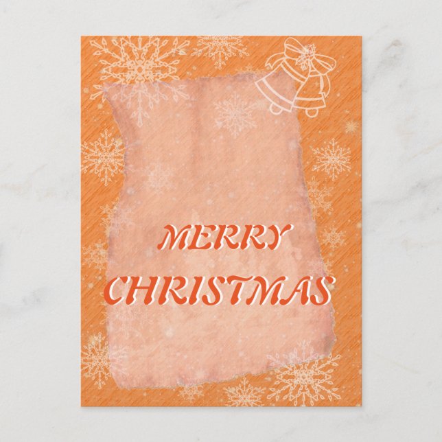 Cartes Pour Fêtes Annuelles Simple Elegant Orange Bell Snowflake Noël (Devant)