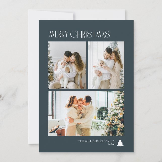 Cartes Pour Fêtes Annuelles Simple elegant photo collage christmas (Devant)