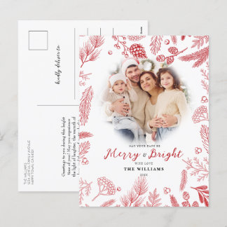 Cartes Pour Fêtes Annuelles Simple Elegant Red Merry & Bright Photo Noël