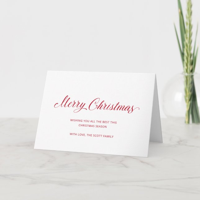 Cartes Pour Fêtes Annuelles Simple élégante Rouge Script moderne Noël (Devant)