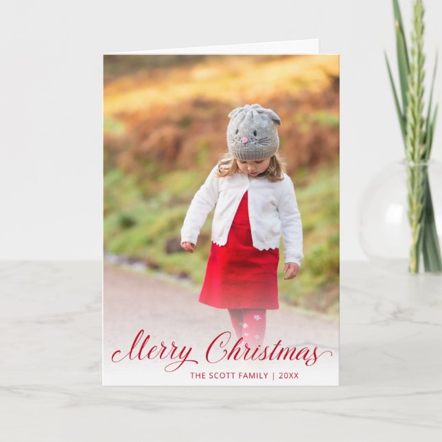 Cartes Pour Fêtes Annuelles Simple élégante Rouge Script moderne Noël (Devant)